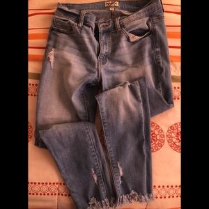 Denim blvd  jeans. Light wash. Distressed.